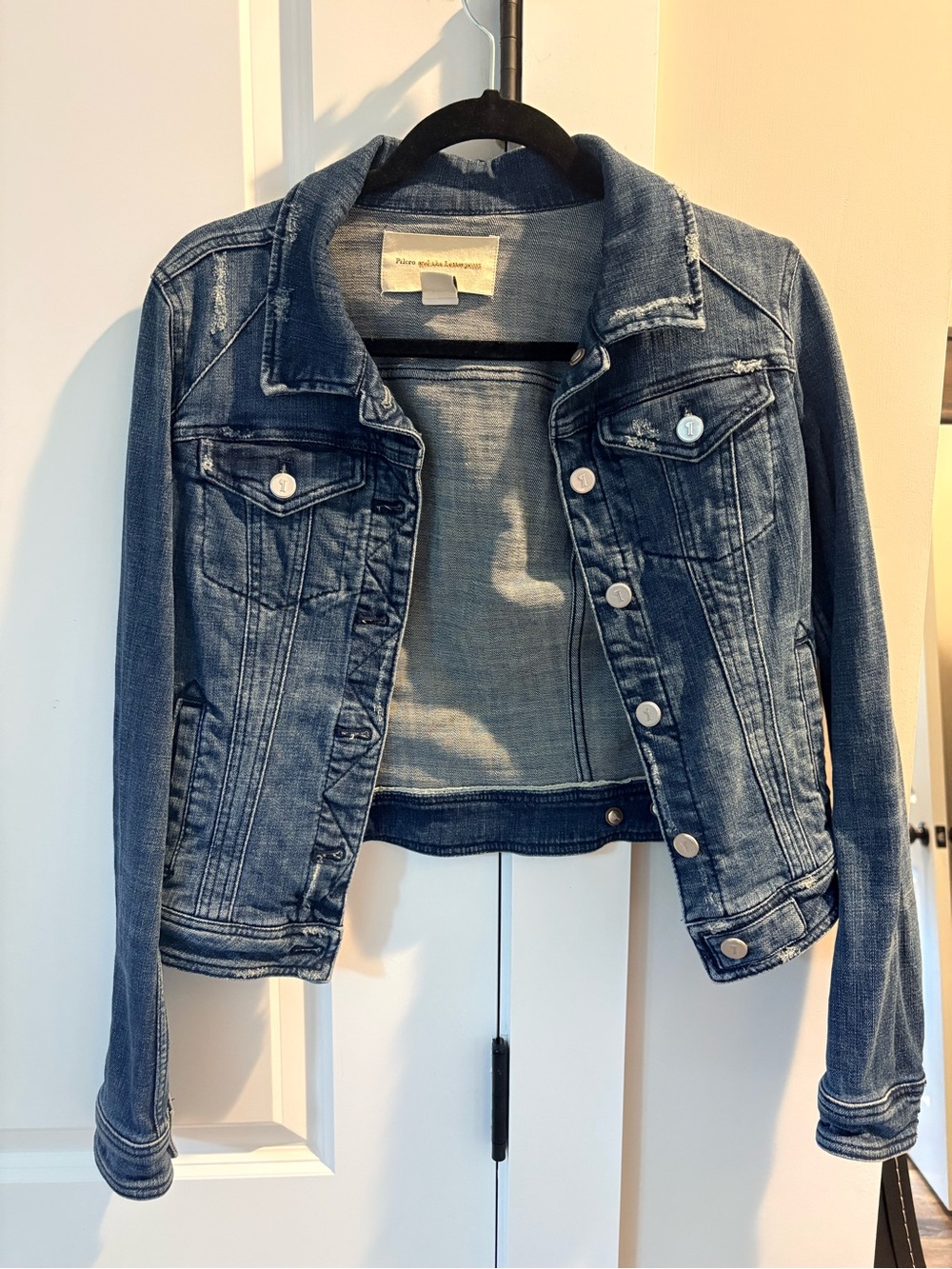 Pilcro and the Letterpress Distressed Blue Denim Jacket